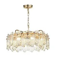 Люстра подвесная Bullon 5069/10 Odeon Light прозрачная на 10 ламп, основание золотое в стиле современный Люстра подвесная Bullon 5069/10 Odeon Light прозрачная на 10 ламп, основание золотое в стиле современный